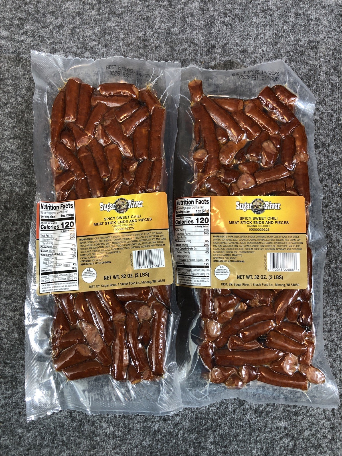 2 x 2lb SUGAR RIVER SPICY SWEET CHILI MEAT Sticks Ends & Pieces Gluten Free NEW!