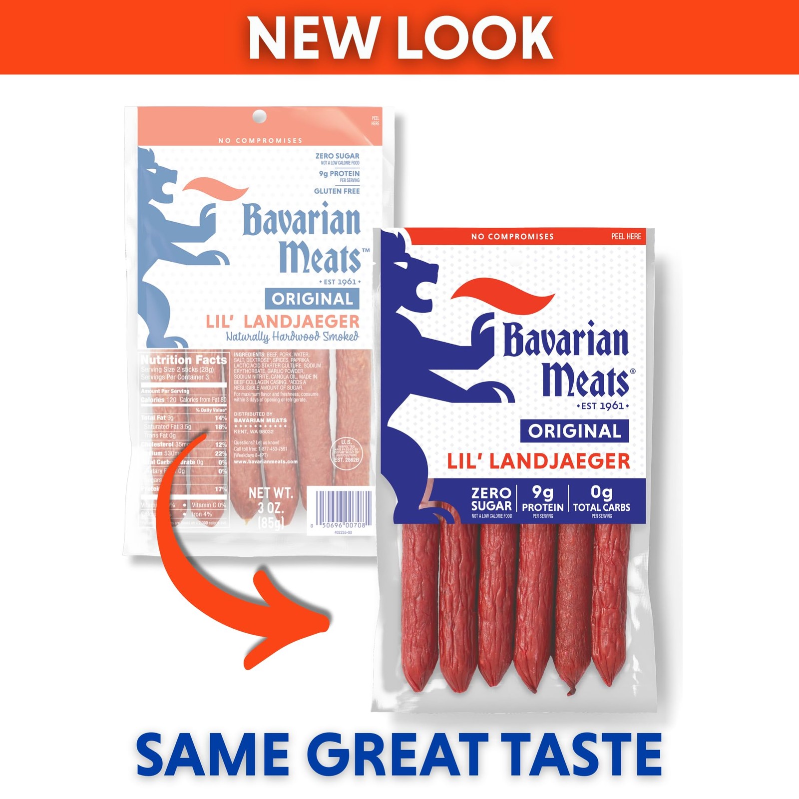 Bavarian Meats Lil’ Landjaeger Meat Sticks, Smoked Sausage Protein Snacks, Ze…