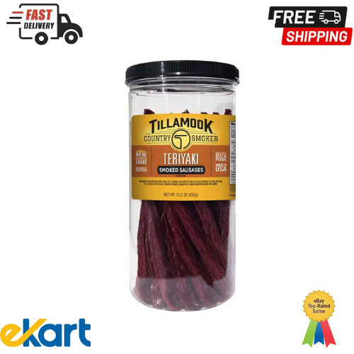 Tillamook Real Hardwood Smoked Teriyaki Sticks Sausages Resealable 20 Ct 15.2 Oz