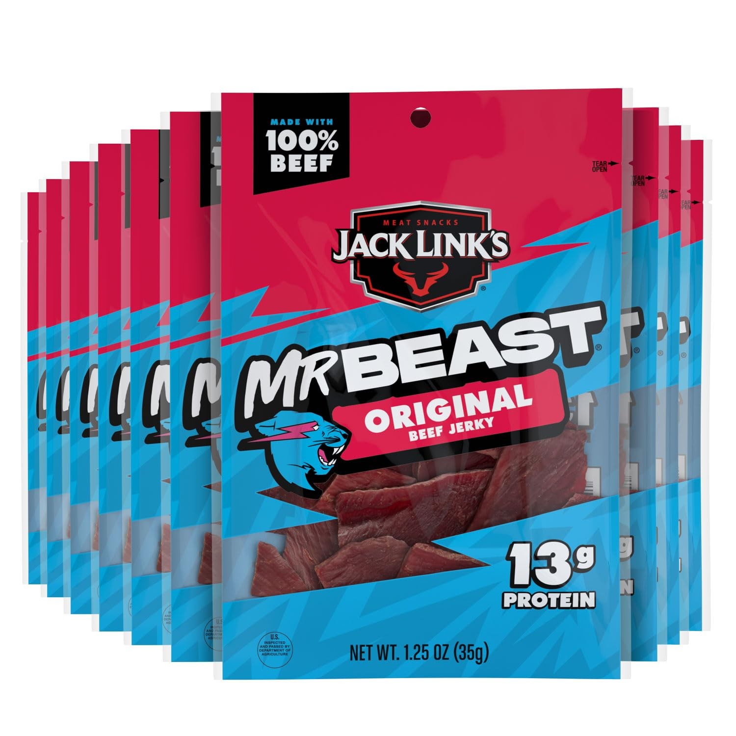 Jack Link’s x MrBeast Original Beef Jerky – 13g Protein per Serving Made with…
