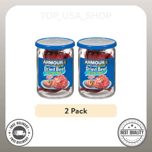 (2 pack) Armour Star Sliced Dried Beef, 9g Protein Per Serving, Canned Meat, 2.2