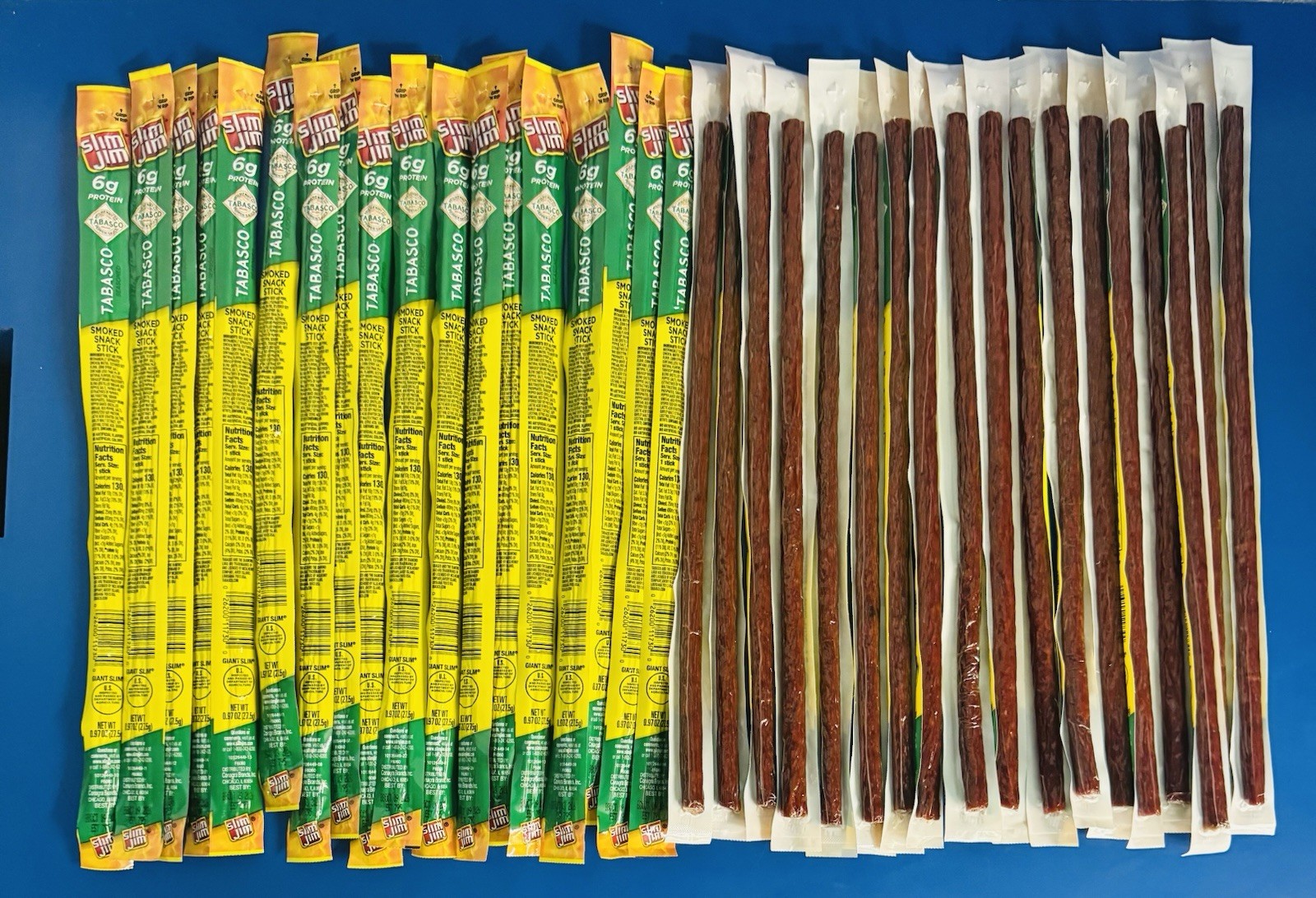 (36) Slim Jim Tabasco Smoked Snack Sticks 0.97oz. Bulk Lot BB: 10/26