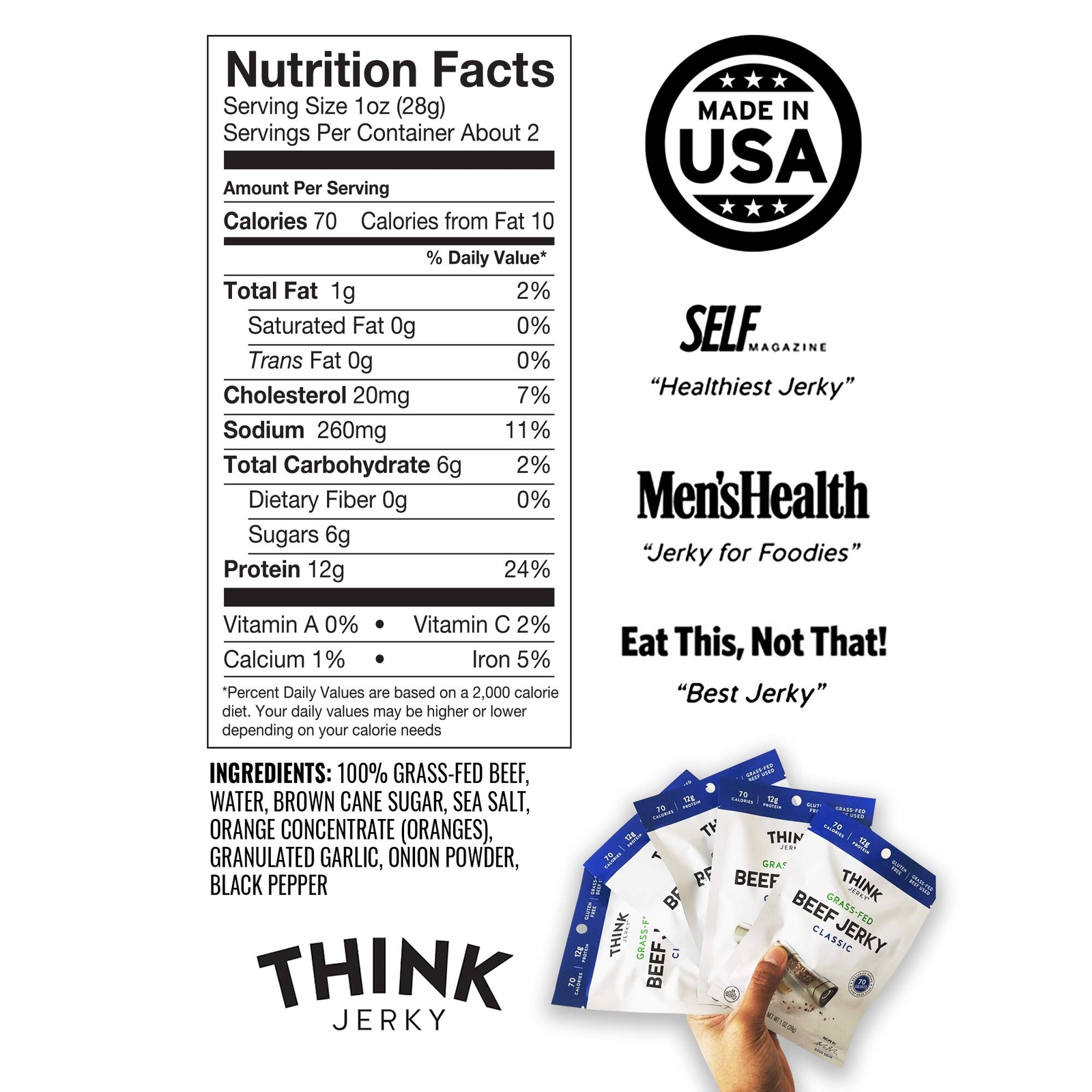 8 Pack Classic Beef and Turkey Jerky Healthy High Protein Gourmet Snack