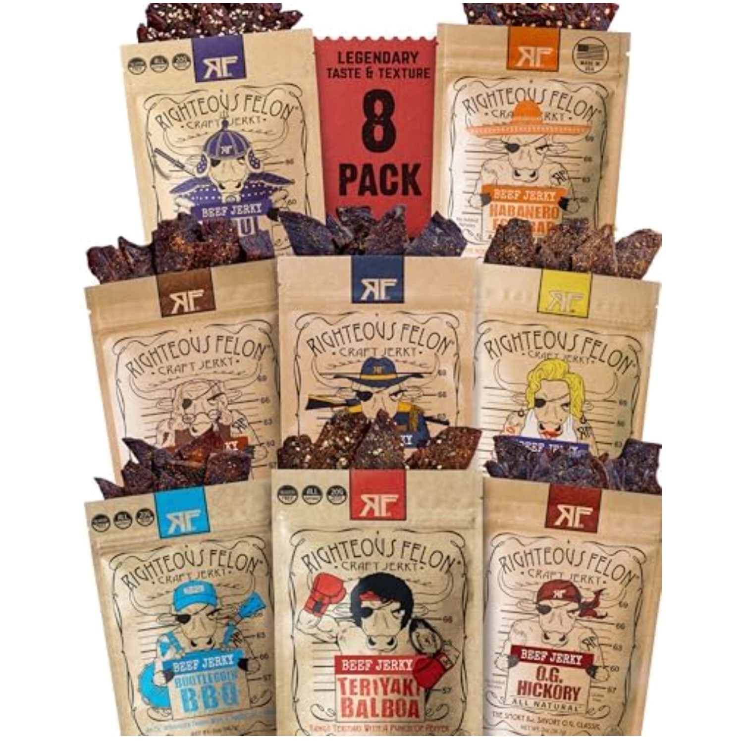 Healthy Gluten-Free Beef Jerky Snacks – 8 Pack