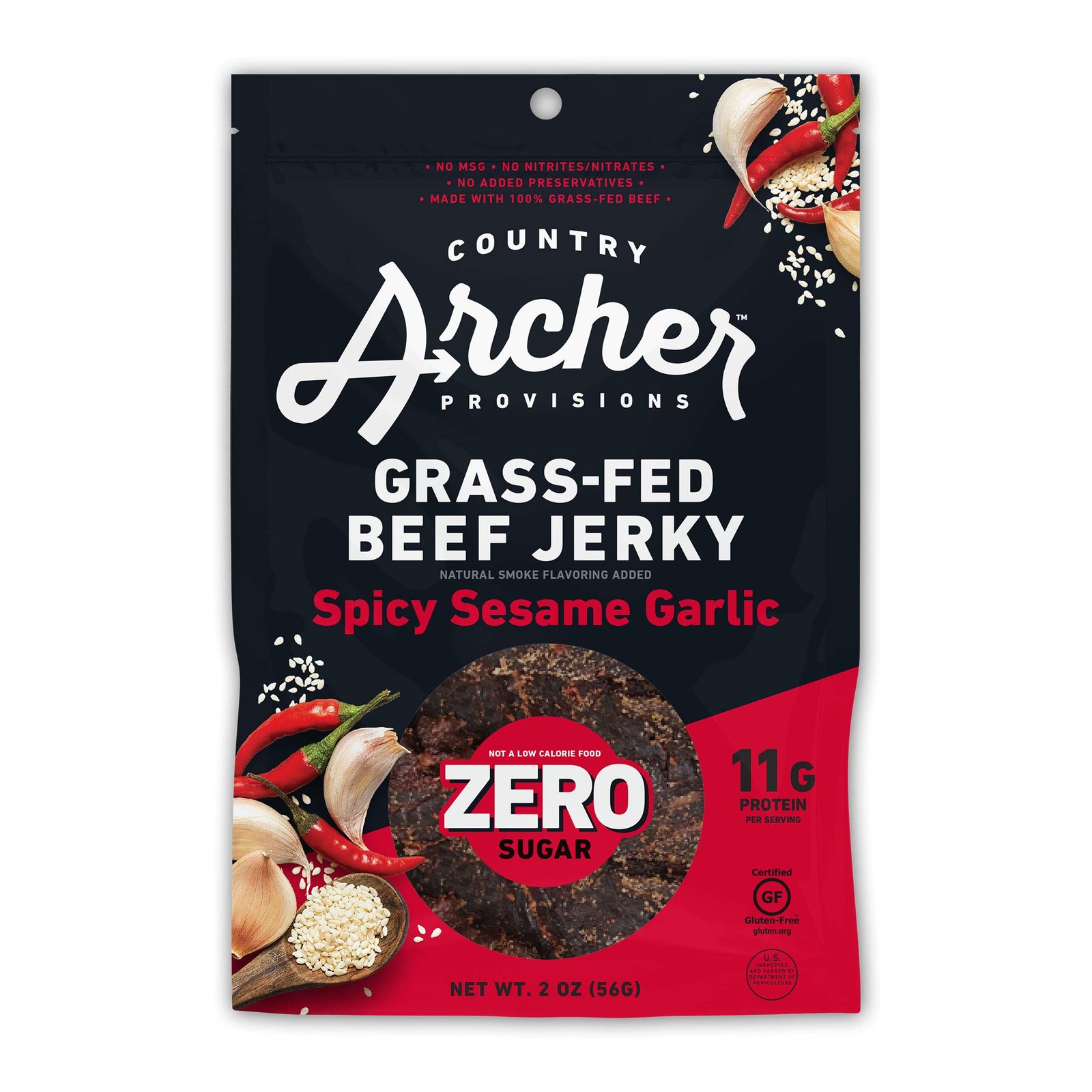 Spicy Sesame Garlic Beef Jerky 12 Ounce Healthy Snack Gluten Free Keto