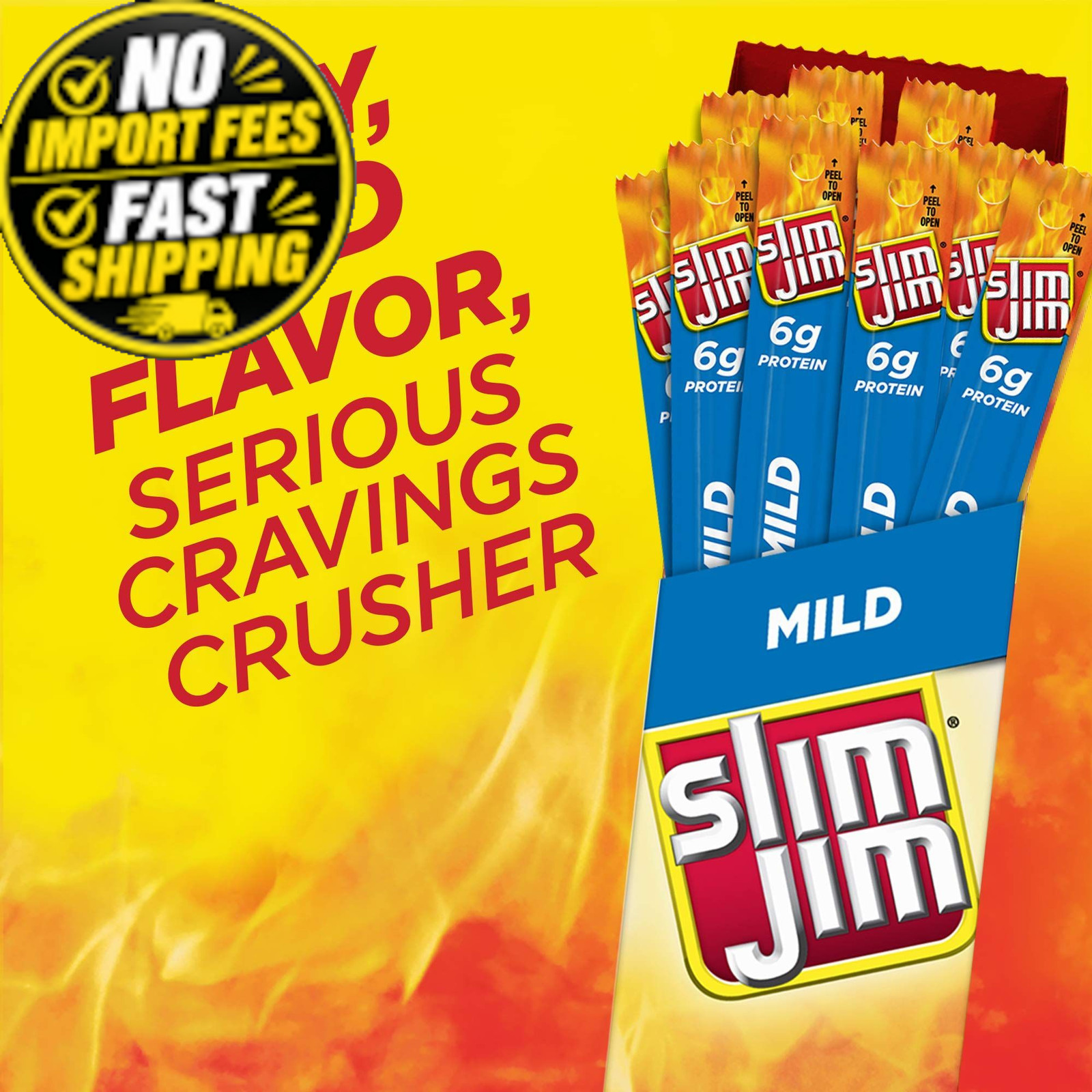 Slim Jim Giant Smoked Jerky Sticks, Mild Flavor, 0.97 Ounce (Pack of 24)