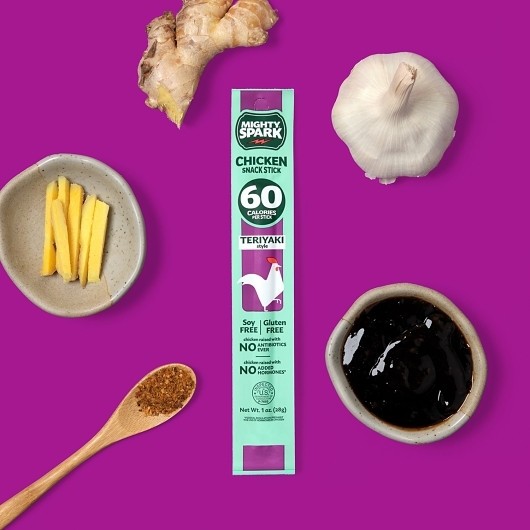 Mighty Spark Food Co Teriyaki Chicken Snack Stick Multipack, 4 Ounce, 8 Per Case