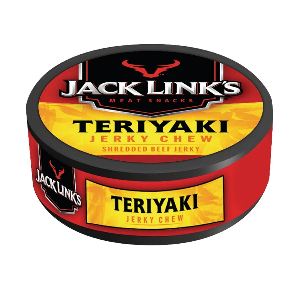 Full Box 36x Cans Jack Link’s Teriyaki Flavored Shredded Beef Jerky Chew, .32oz