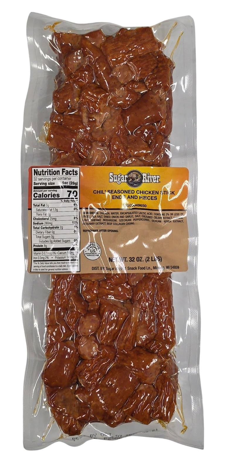 Sugar River Meat Snack Links Ends & Pieces 2 lbs (Chili Seasoned Chicken)