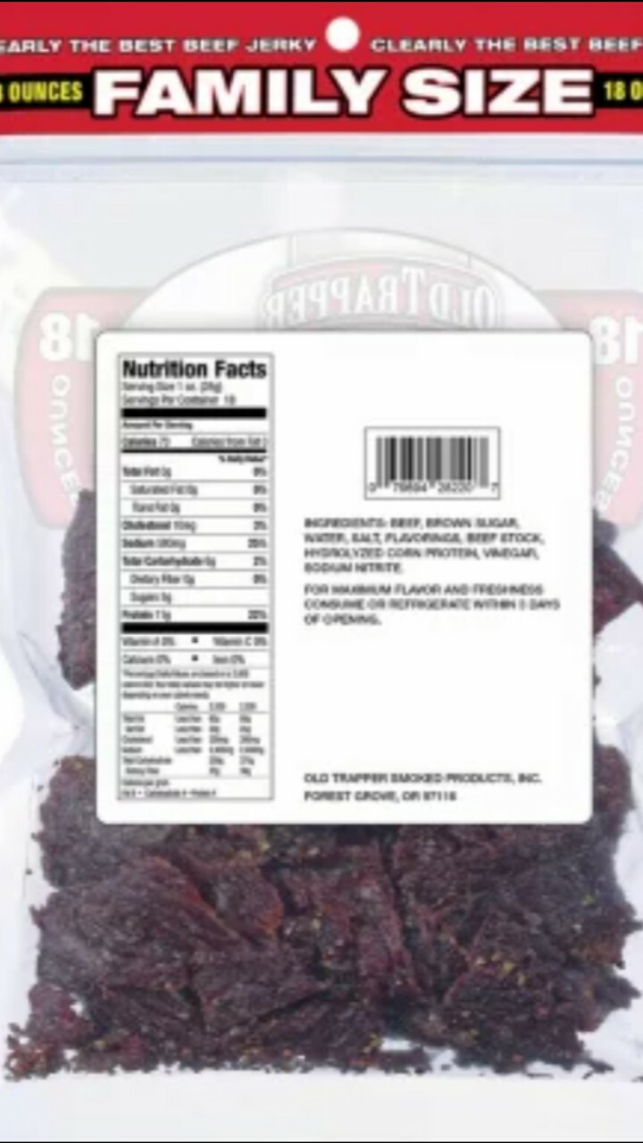 New BIG 18 OZ Old Trapper Jerky Pepper Beef Family sz bag