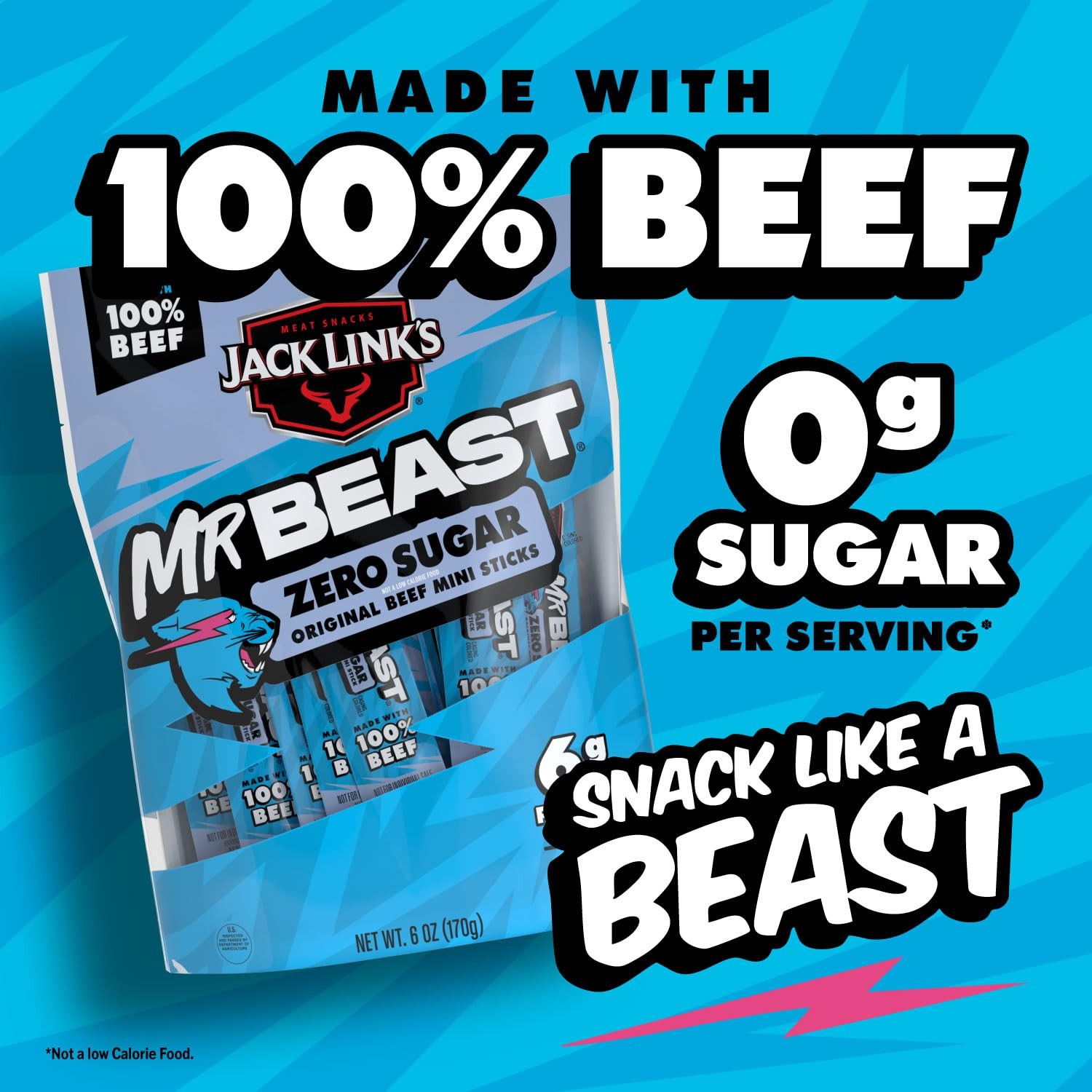 Jack Link’s x MrBeast Beef Sticks, Zero Sugar Mini Beef Sticks, As Seen on Be…