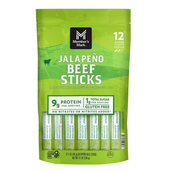 Member’s Mark Jalapeño Grassfed Beef Sticks, 1 oz., 12 pk.