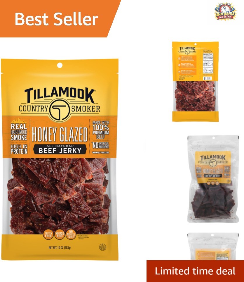 Honey Glazed Hardwood Smoked Beef Jerky 10 oz – Gluten Free Protein Snack