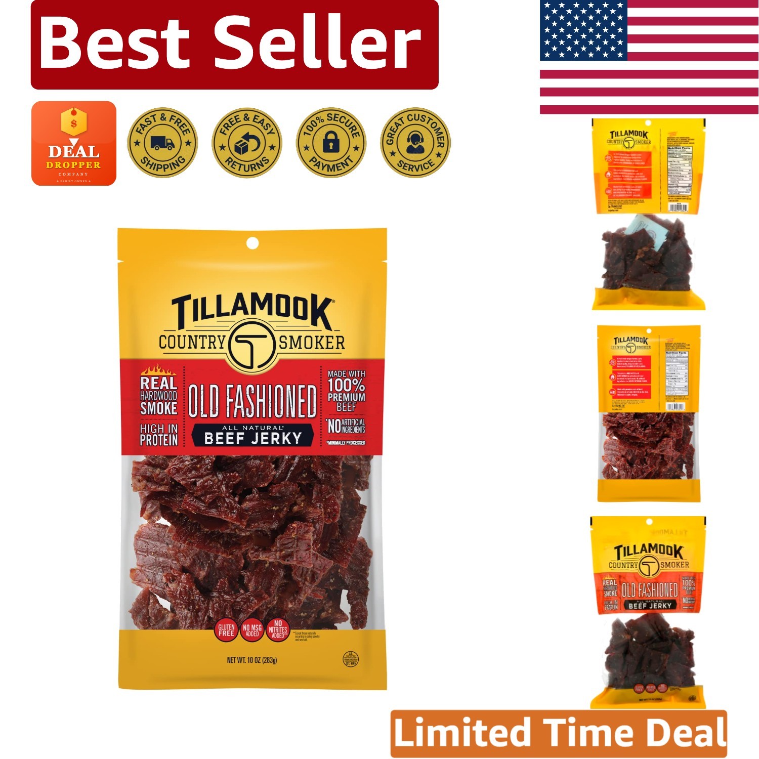 Hardwood Smoked Beef Jerky, Old Fashioned 10 oz – Protein Packed Delight