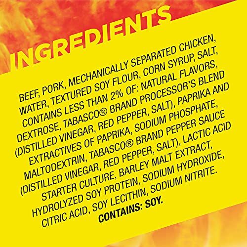 Slim Jim Giant Tabasco Seasoned Smoked Meat Sticks Pack of 24 Protein Snacks