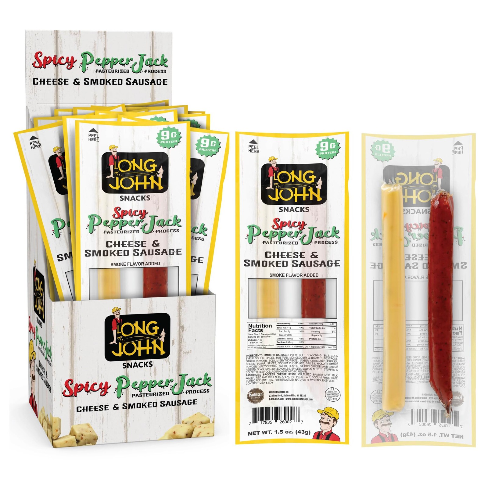 Meat and Cheese Sticks – Spicy Smoked Sausage & Real Wisconsin Spicy Pepper J…