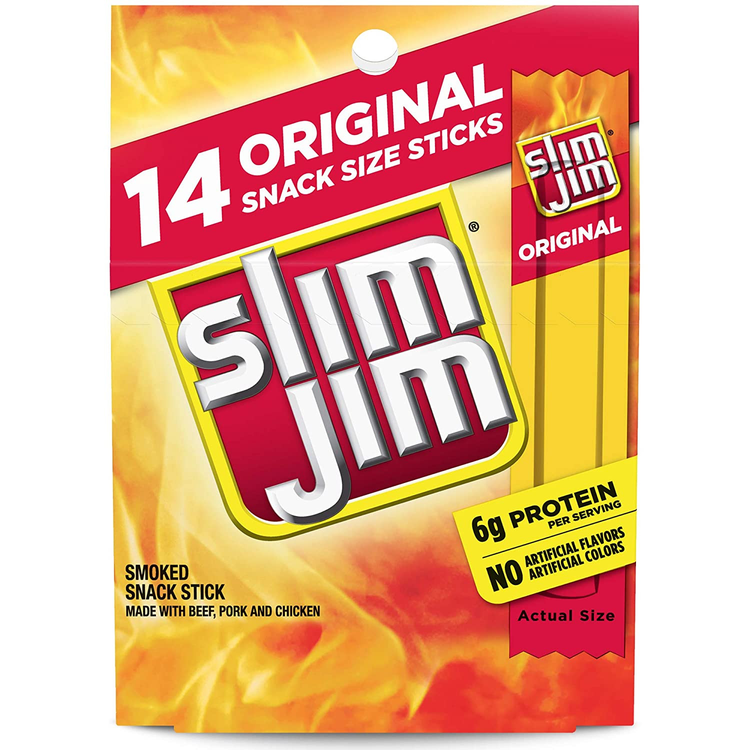 Smoked Meat Sticks, Original Flavor, 6g Protein Per Serving, Snack Size, 0.28 oz