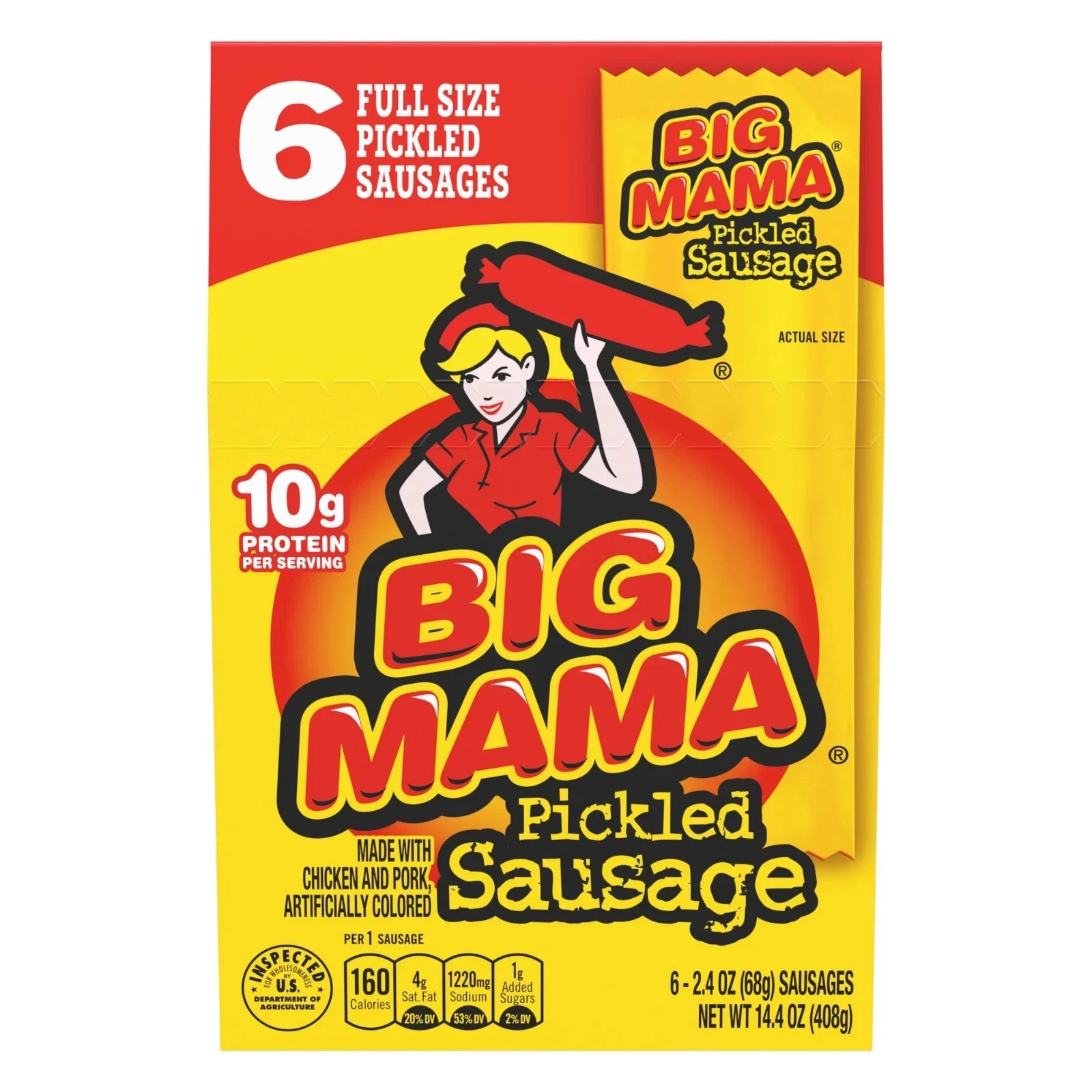 Penrose Big Mama Pickled Sausages, 2.4 oz., 6 Pack
