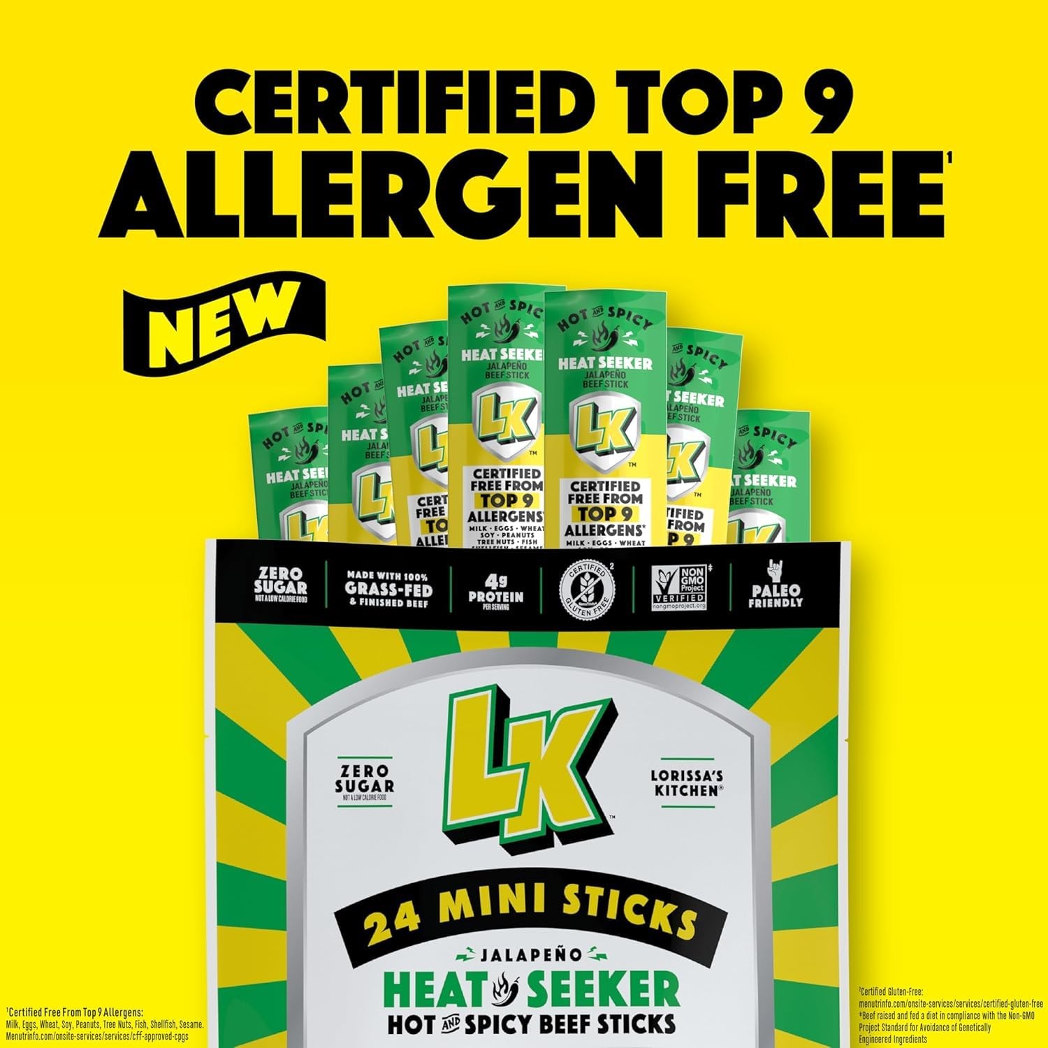 Lorissa’s Kitchen Heat Seeker Jalapeno Mini Beef Sticks Pack of 24 0.5 oz Me…