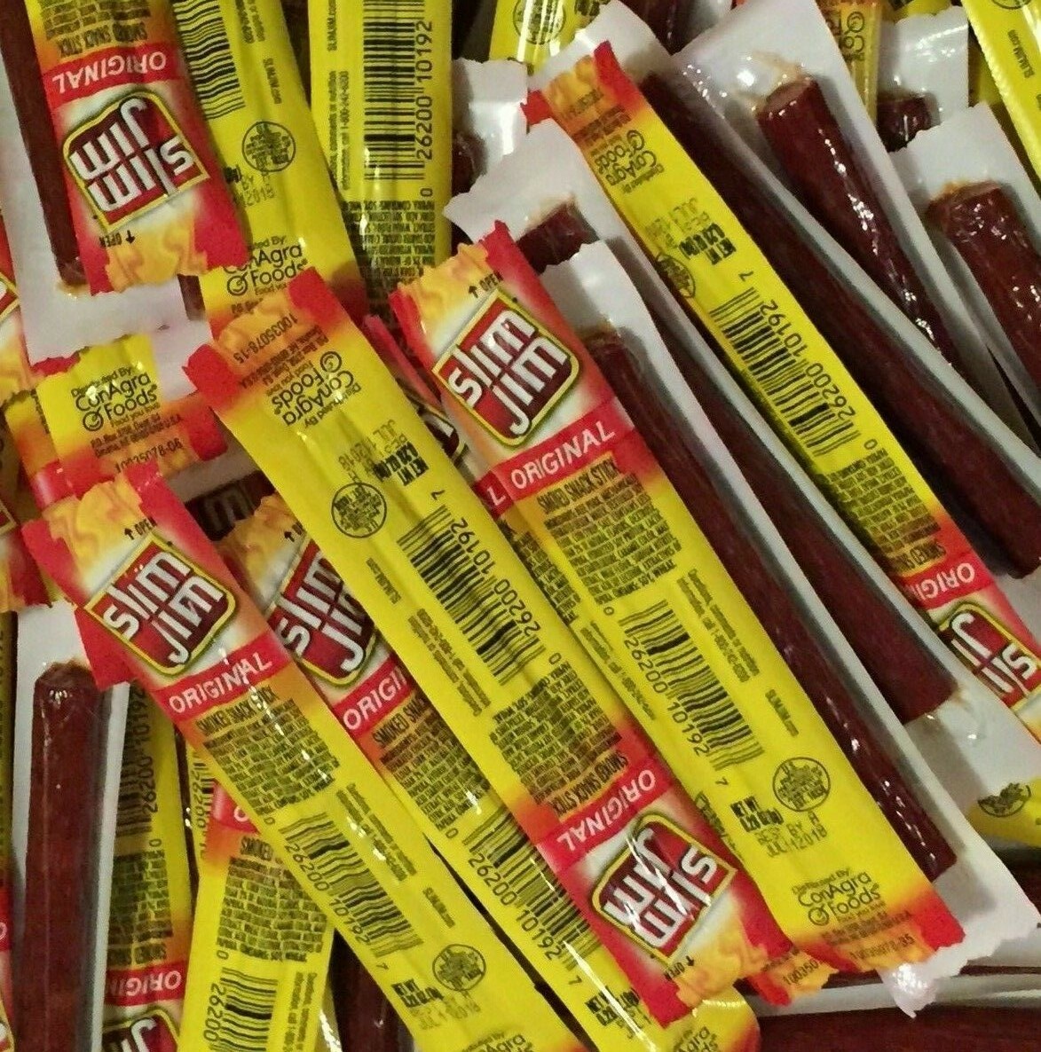 ORIGINAL SLIM JIM SMOKED SNACK STICKS – 0.28 oz/stick {LOT OF 25 STICKS}