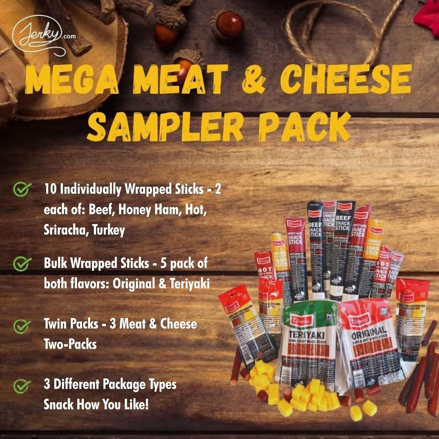 Meat & Cheese Sticks Sampler | Birthday Gifts for Men | 26Pc Meat Sticks Variety