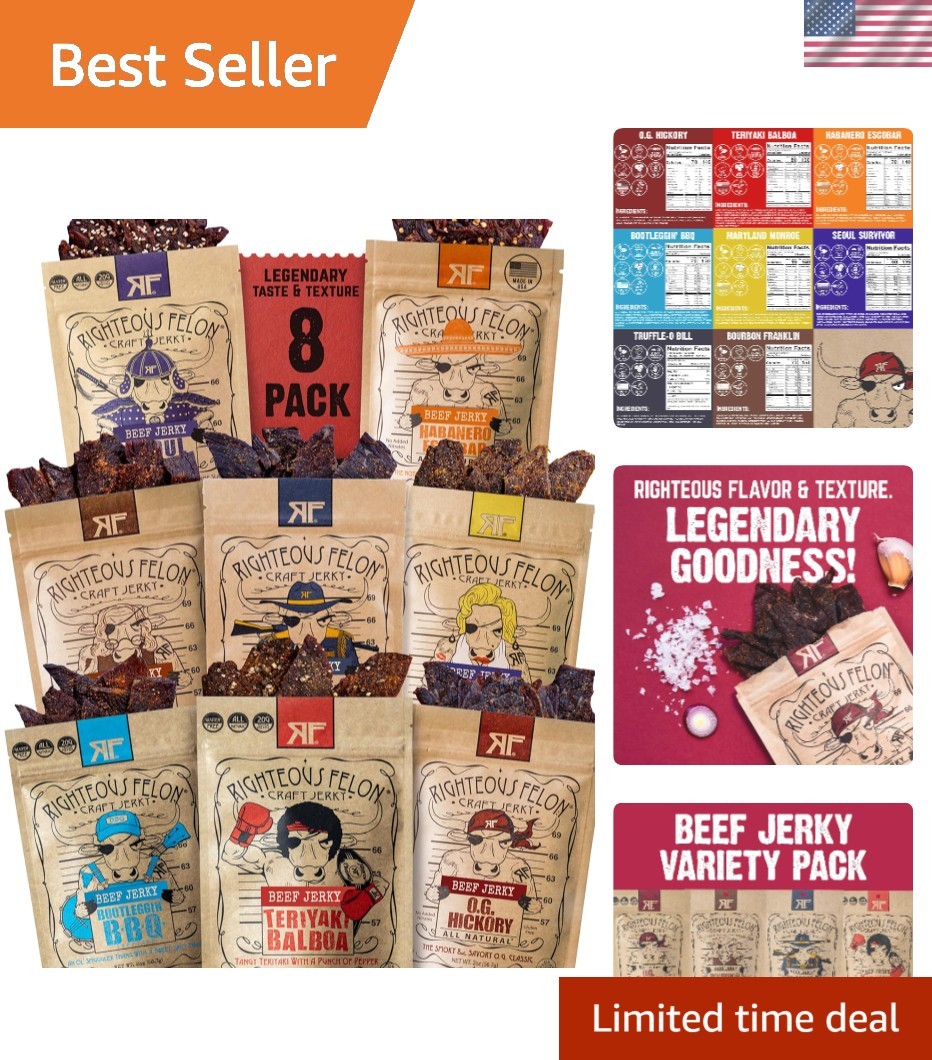 Healthy Gourmet Beef Jerky Variety Pack | 8 Unique Flavors, Gluten Free Delights