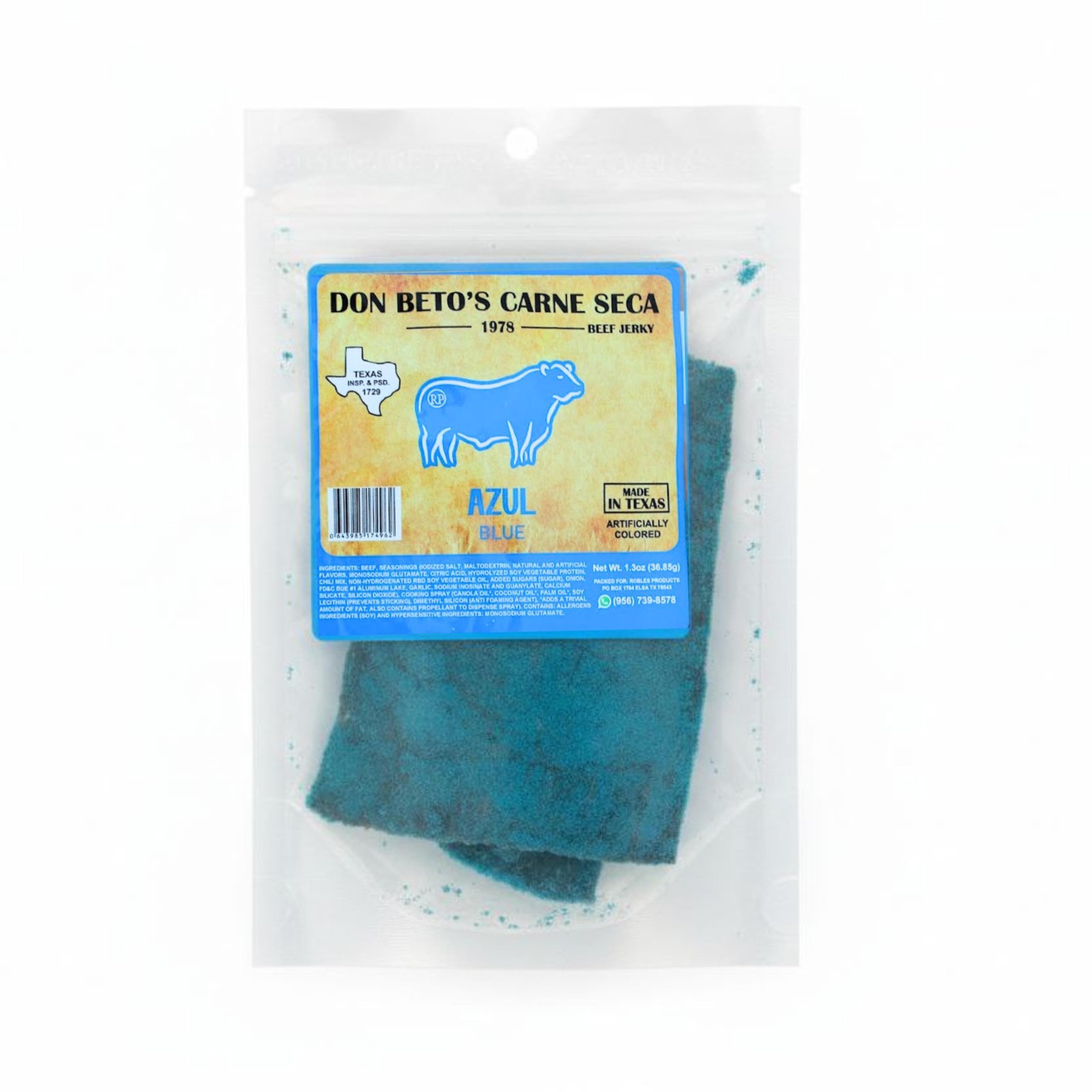 Don Beto’s Spicy Blue Carne Seca Beef Jerky, Made in Texas, 1.3 oz