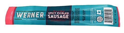 Spicy Pickled Sausage Pack of 24 – Pork & Beef Snack Sticks, 1.7 oz Each