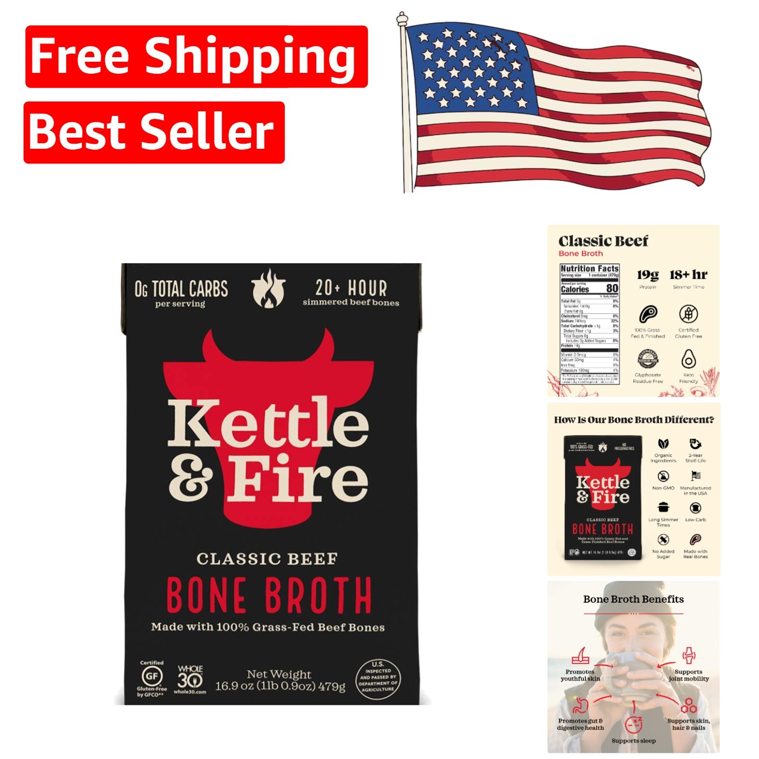 Gluten-Free Beef Bone Broth – Rich Paste from Grass-Fed Cattle – 16.9 oz