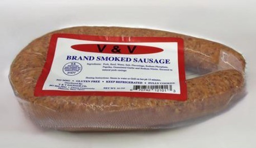 V & V Brand Smoked Sausage 16 Oz (4 Pack)