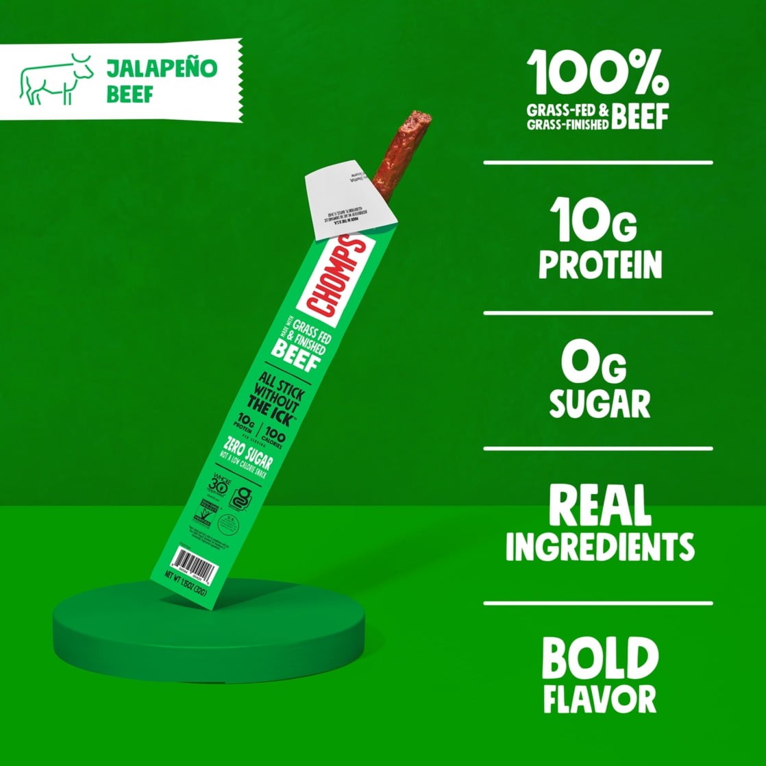 Grass-Fed Jalape?o Beef Jerky Sticks, High Protein Snack, 8 Count Pack