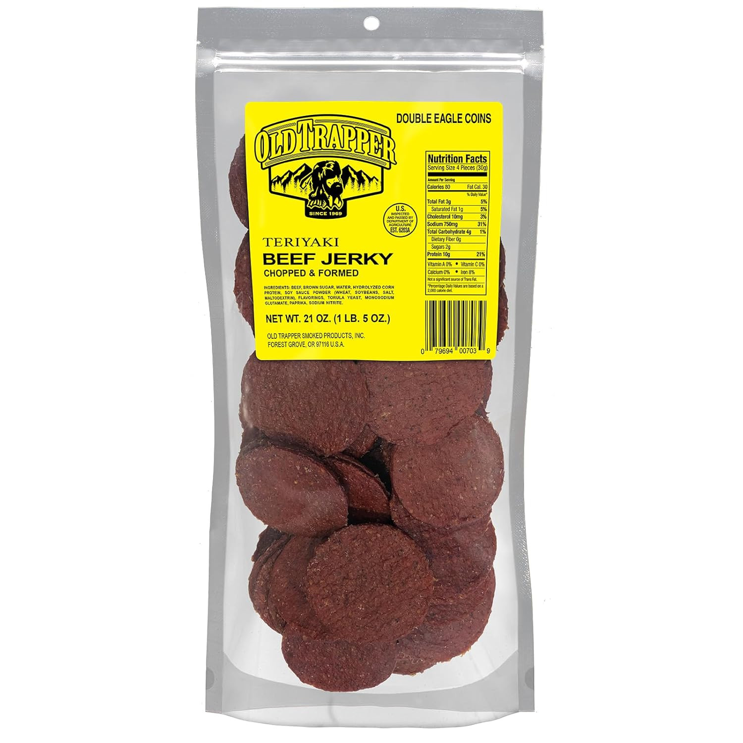 Old Trapper Teriyaki Beef Jerky 80 Count High Protein Snack Natural Smoke