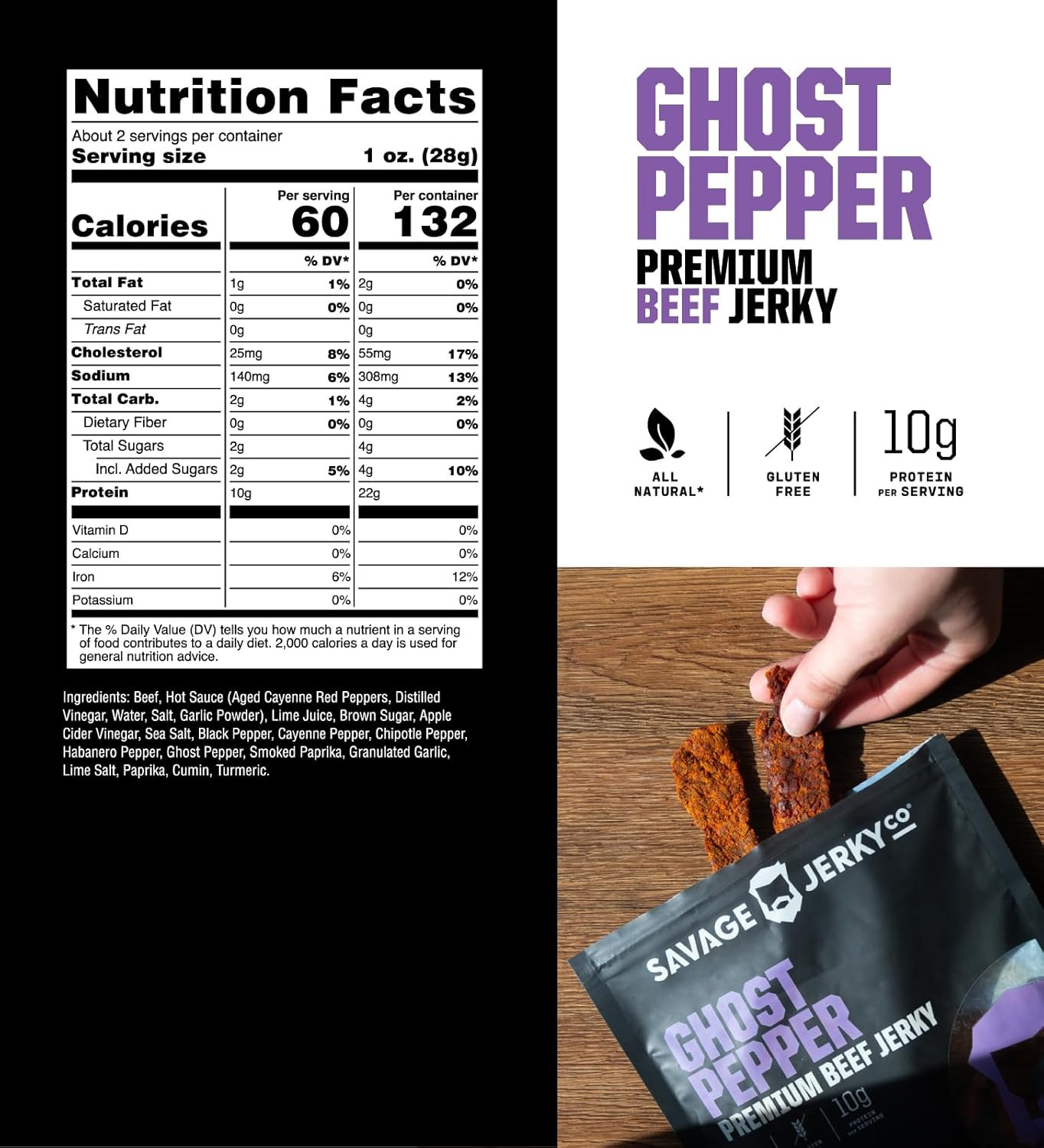 Savage Jerky Premium Ghost Pepper And Reaper Beef Jerky Spicy Bundle – Combo Pac