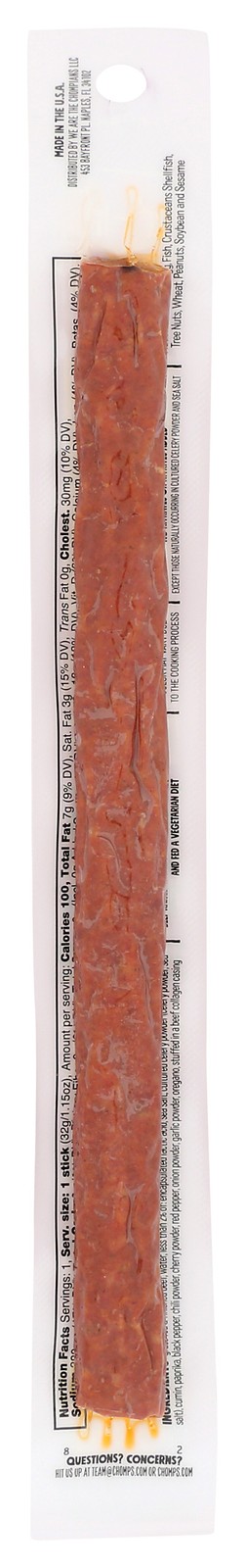 Chomps Beef Stick Taco Seasoned Snack Flavor Protein 1.15 Oz 24 Pack