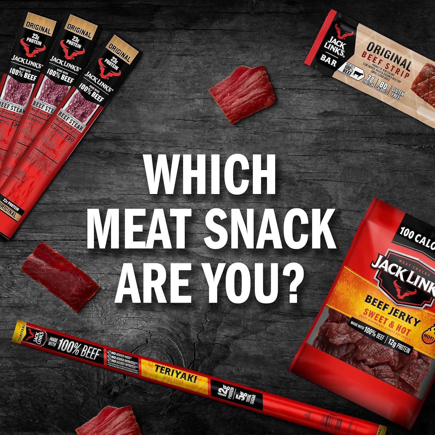 Beef Jerky Sticks – Made with 100% Real Beef – Ready to Eat Real Meat Protein…