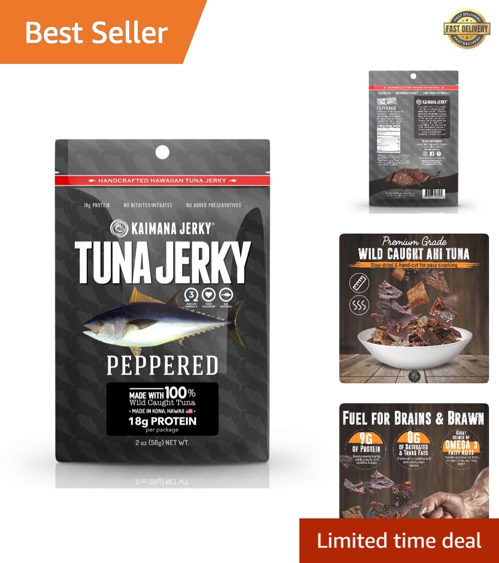 Kaimana Ahi Tuna Jerky – Peppered Flavor, 2oz, High Protein & Omega-3 Rich