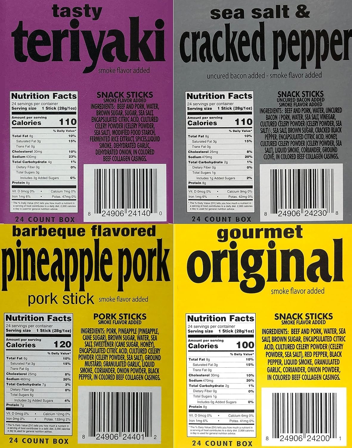 Meat Sticks 40 Count – 8 Delicious Flavors, Beef/Pork, USA Made, Healthy Snack