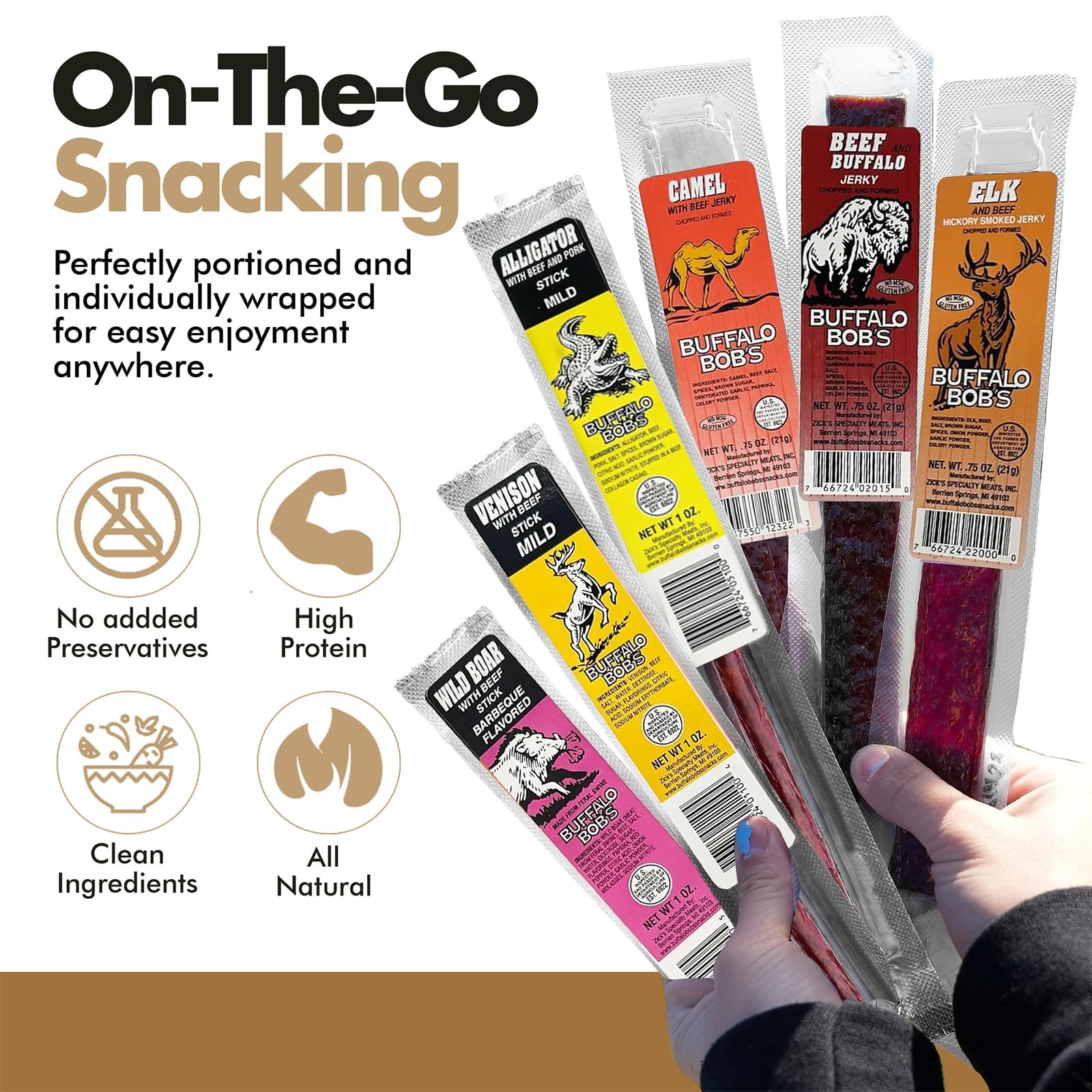 Buffalo Bobs Wild Game Meat Snacks 6~Pack Exotic Jerky Gift Set