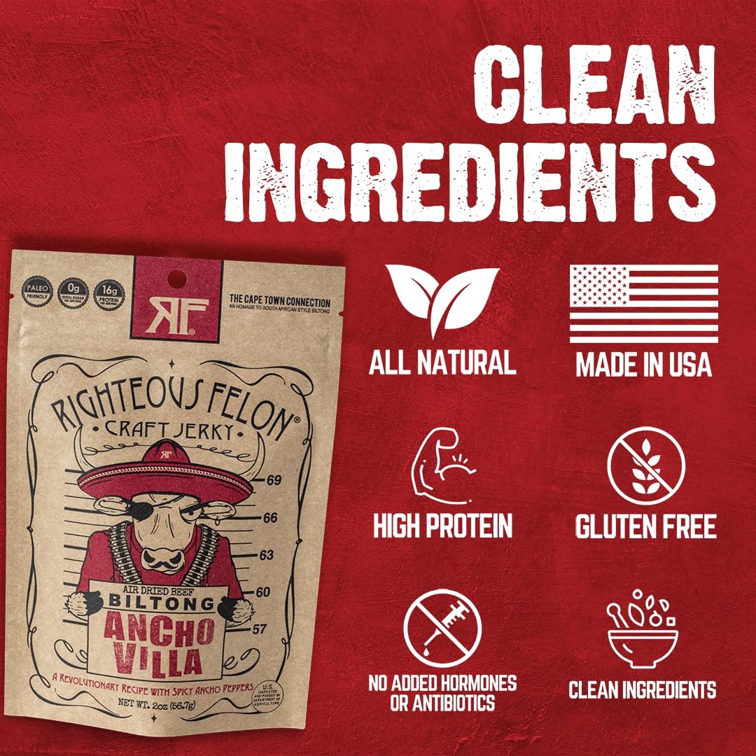 South African Beef Biltong Jerky High Protein Keto Low Sugar 8 Pack Snack
