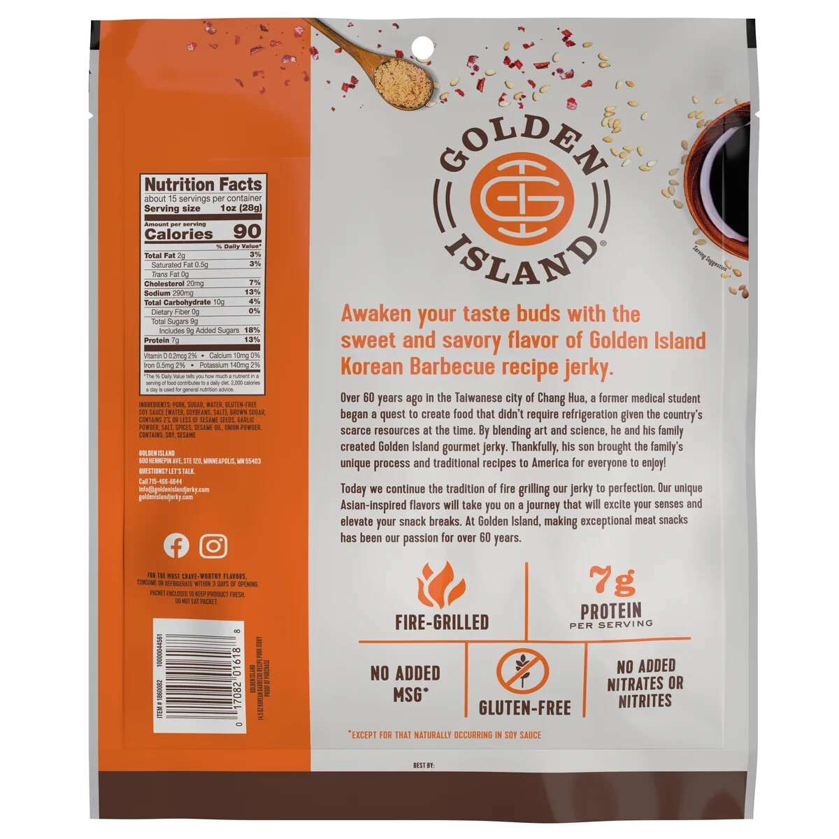 2 Packs Golden Island Korean BBQ Pork Jerky 14.5 OZ Each Pack