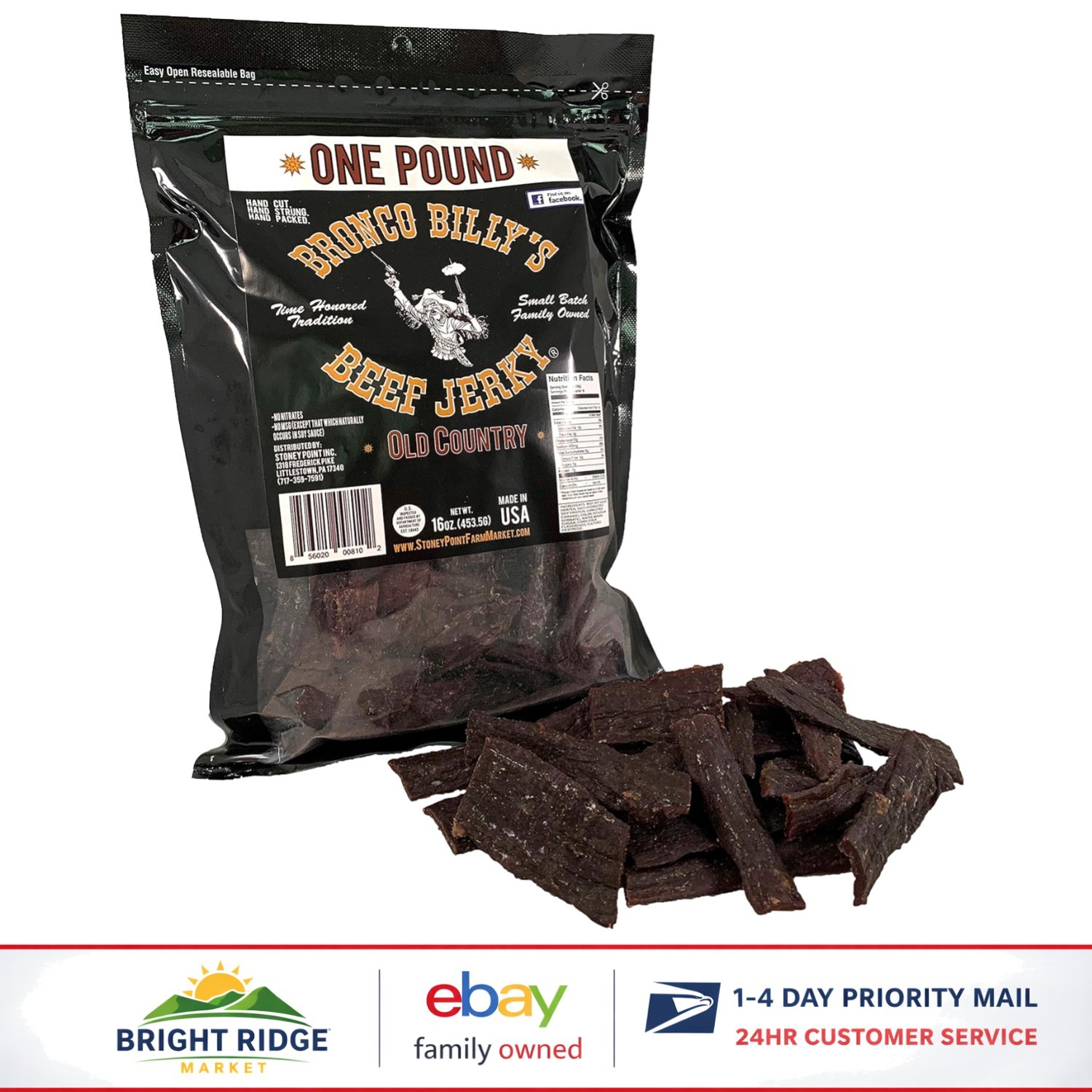 Hickory Smoked Beef Jerky, Resealable Bag, Low Carb Snack for Active Lifestyles
