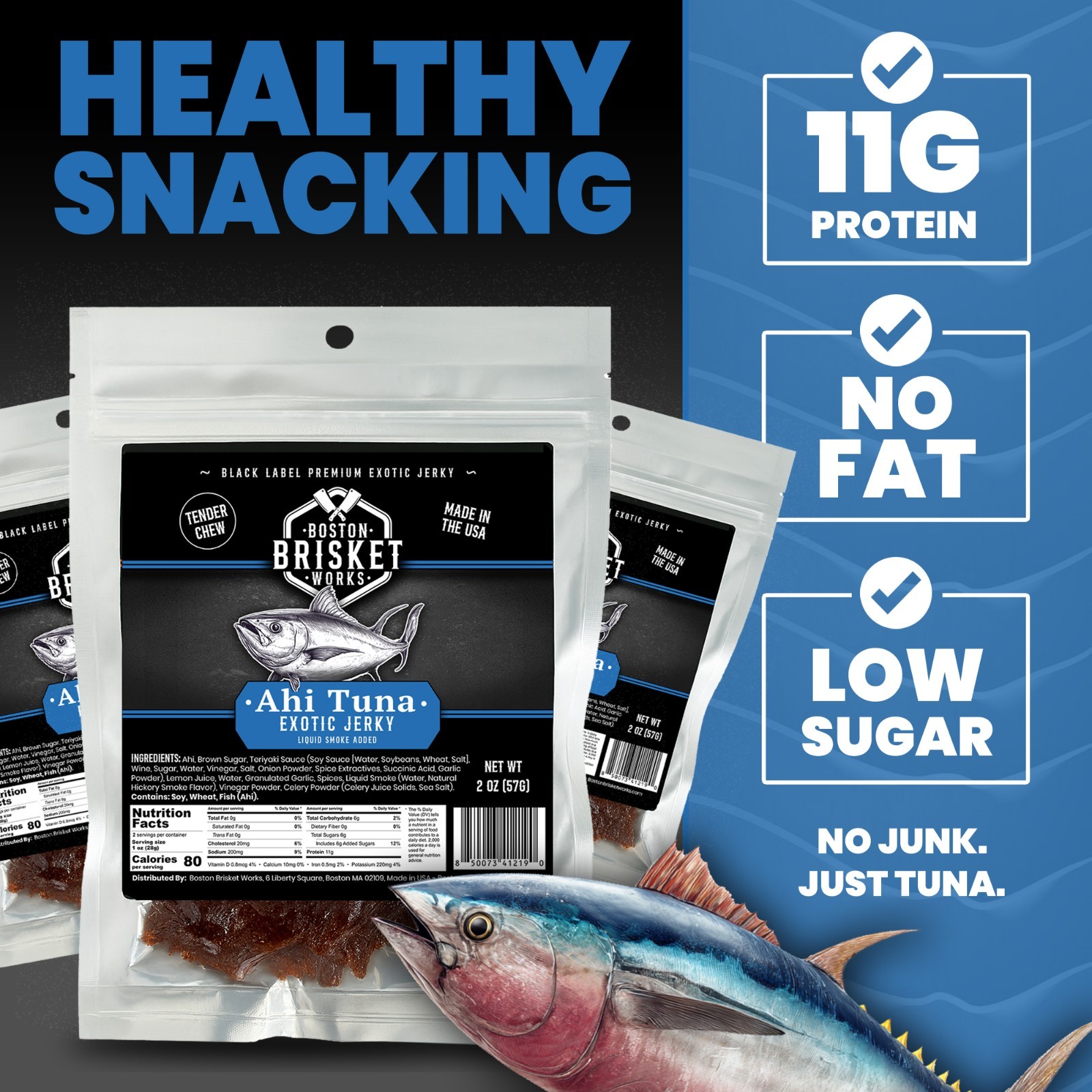 AHI TUNA JERKY – Exotic Wild Game Snack – Made in the USA – Fast Shipping!