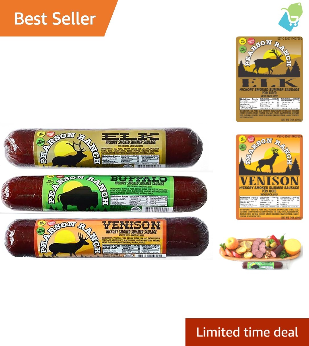 Artisan Game Meat Sausage Variety Pack – 3 Flavors of Elk, Buffalo & Venison