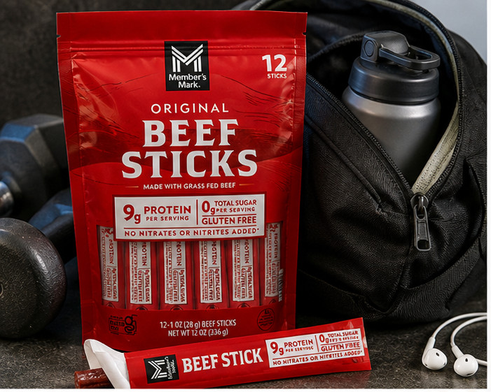 2PACK Member’s Mark Original Grassfed Beef Snack Sticks, 1 Ounce (Pack of 12)