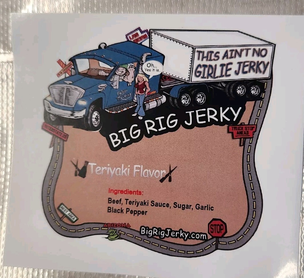 BIG RIG BEEF JERKY -ALL NATURAL- MADE TO ORDER- TERIYAKI FLAVOR- 1/2 POUND SIZE