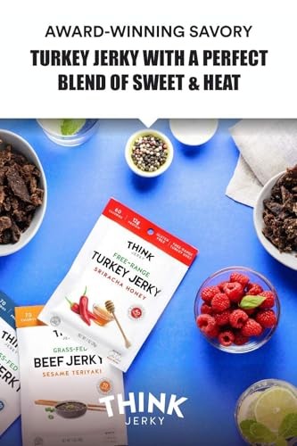 Sriracha Honey Beef and Turkey Jerky Pack of 4 Gourmet Healthy Snack 2.2oz