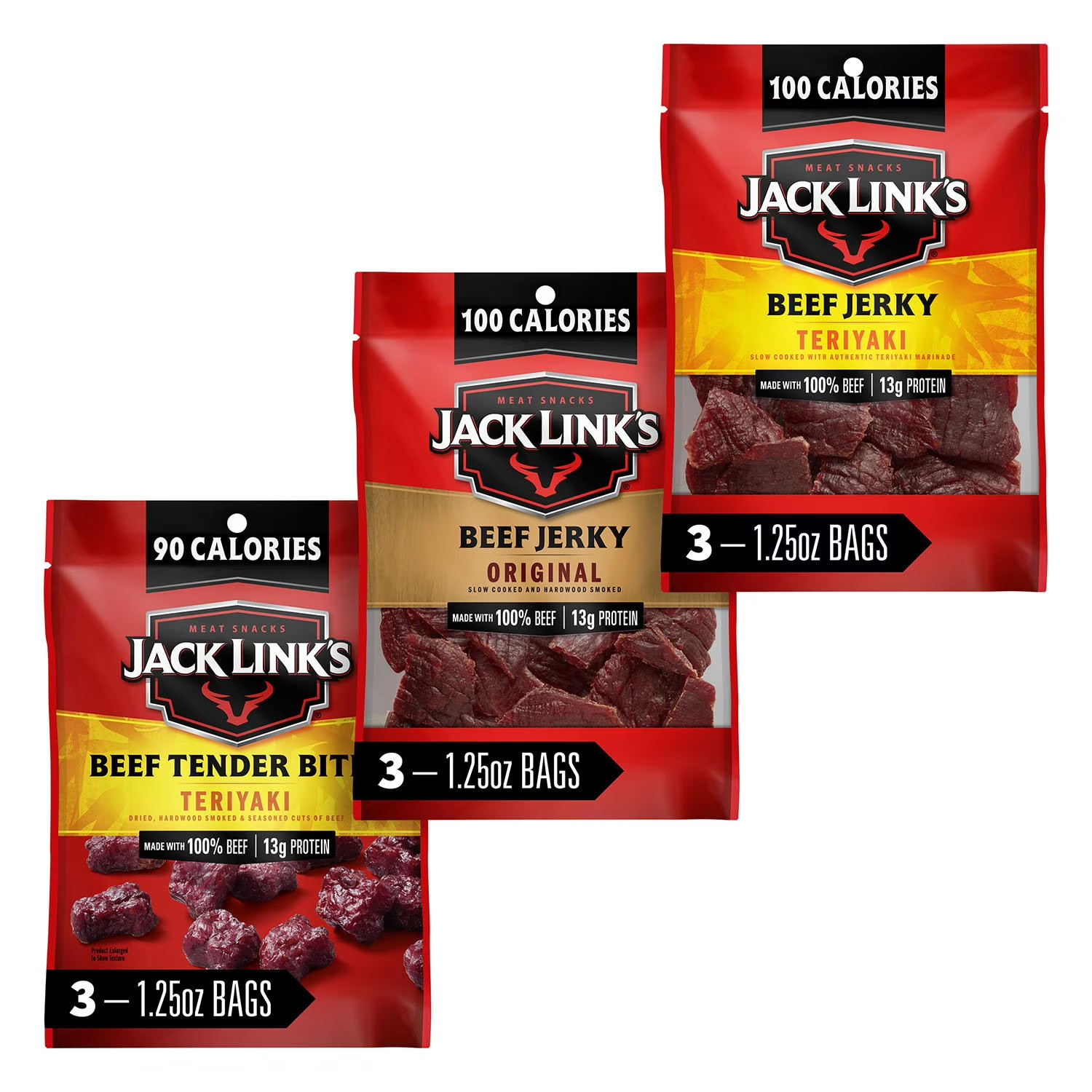 Jack Link’s Beef Jerky, Original + Teriyaki Variety Pack, 1.25 oz – 9 Pack