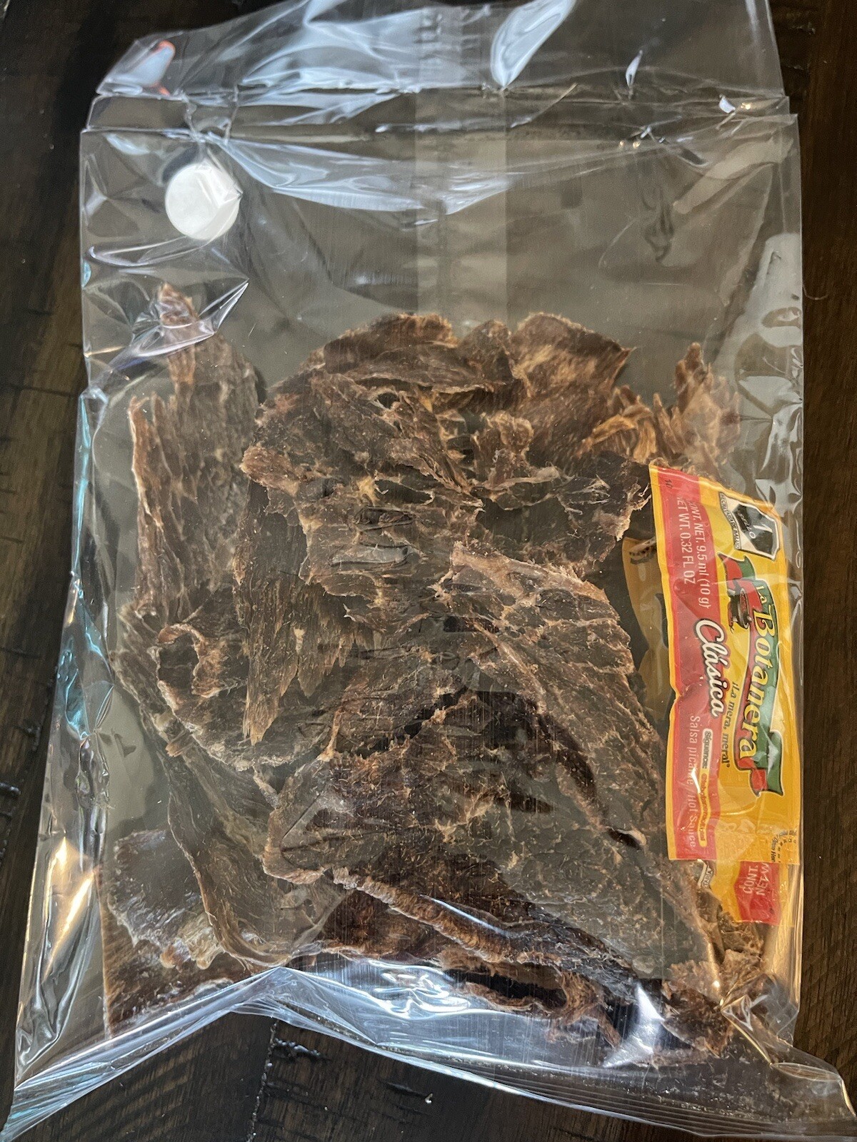 La botanita Homemade Beef Jerky 4oz Packages flavor tradictional with salt