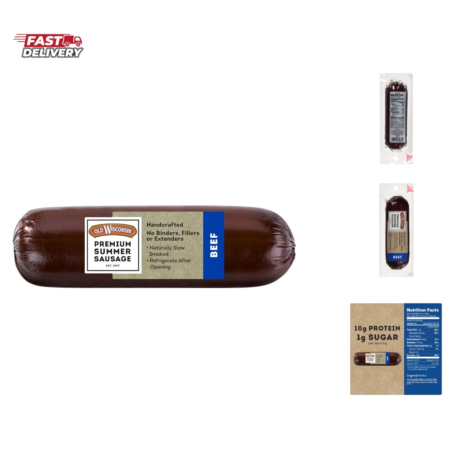 Summer Sausage, 100% Natural Meat, Charcuterie, Ready to Eat, High Protein, L…