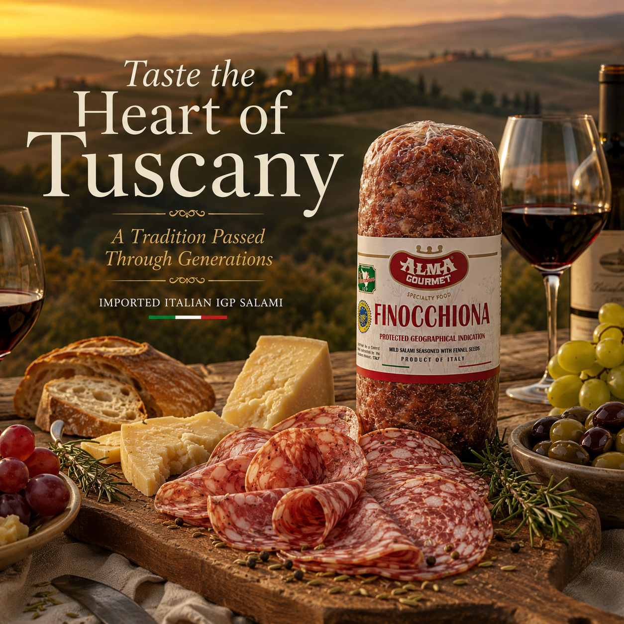 Alma Gourmet Finocchiona IGP Salami 3 lb – Tuscan Salami with Fennel